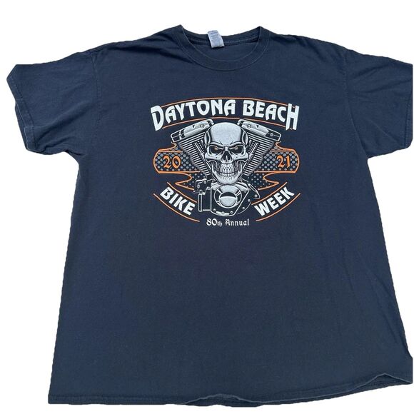 2021 Daytona Beach Bike Week t-shirt Harley Davidson 80th Annual - Picture 1 of 8